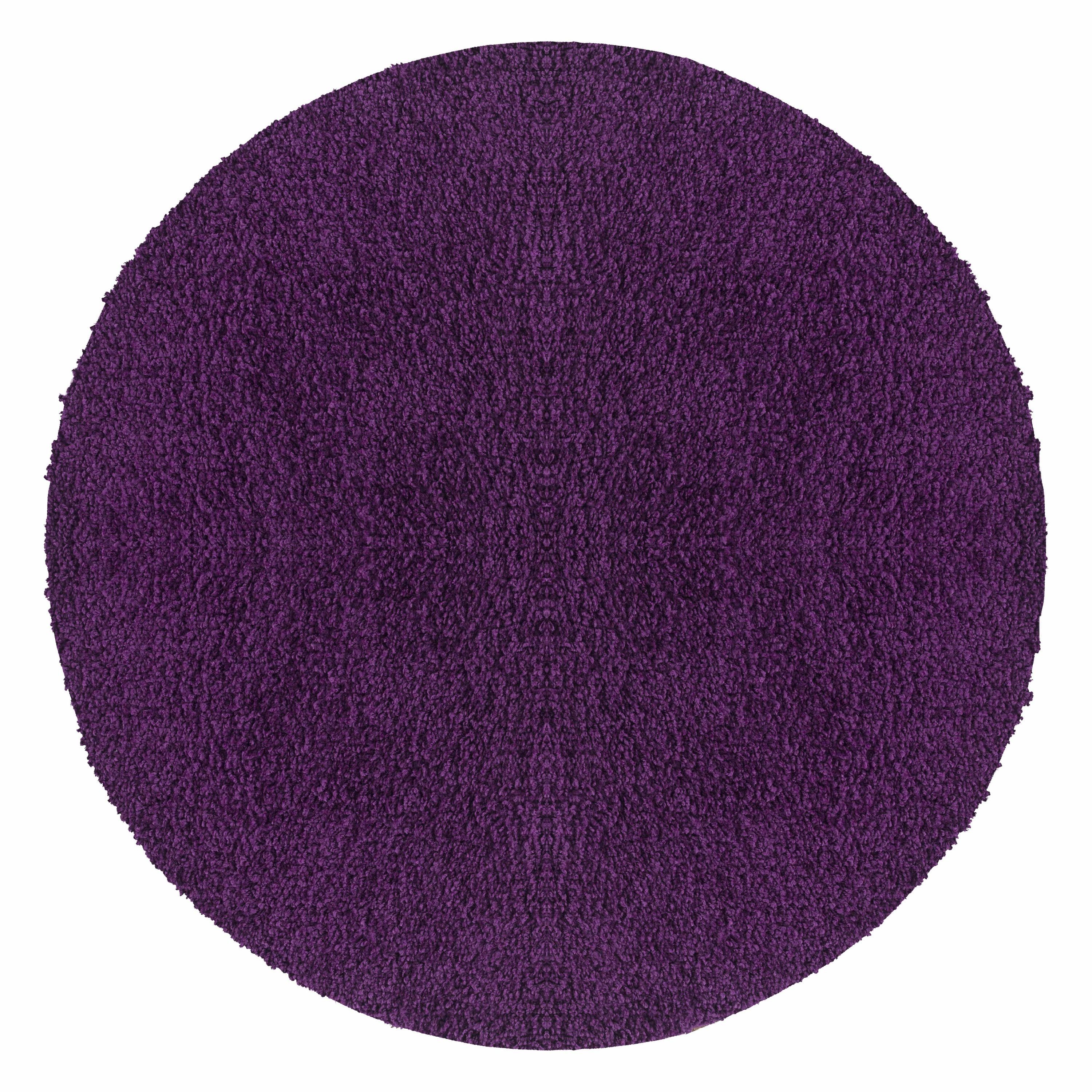 Teppich Unicolor - Einfarbig, Teppium, Rund, Höhe: 50 mm, Teppich Wohnzimmer Lila | Hochflor-Teppiche