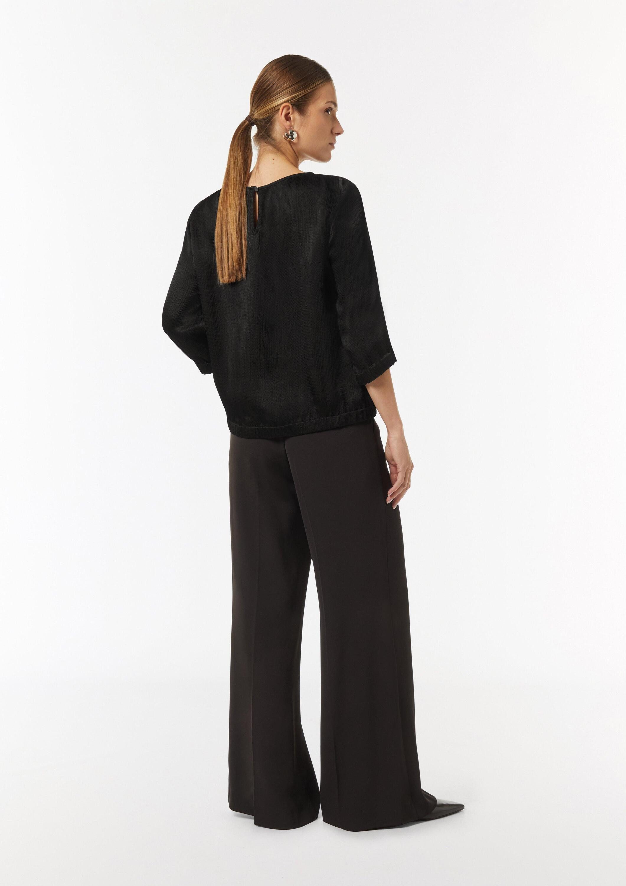 comma Kurzarmbluse Bluse Strukturierte Bluse aus Viskose
