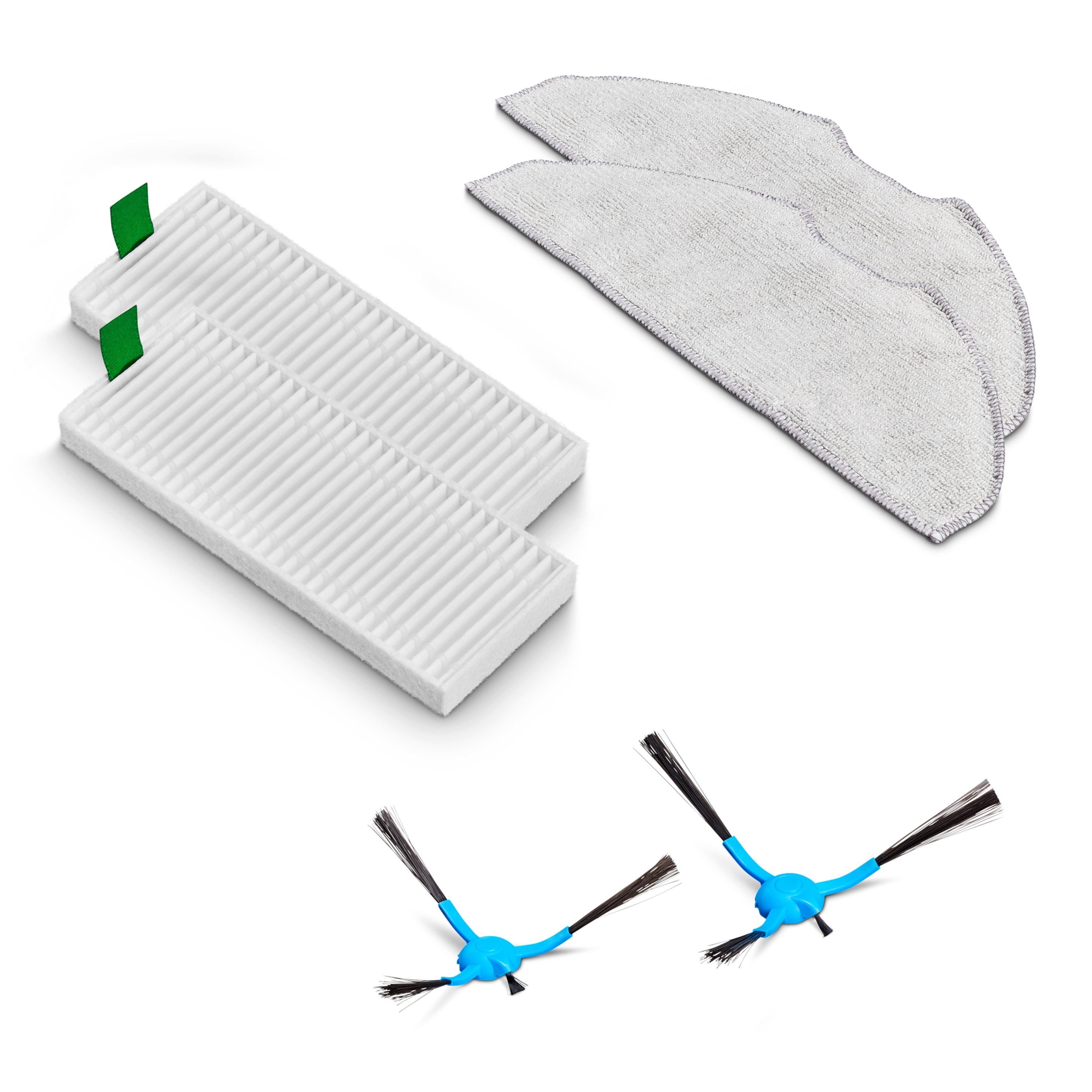 Medion® Saugroboter Zubehör-Set MEDION Saugroboter Zubehörset 2 X10 (MD 11782), (Packung, 1-tlg., 2x Mop, 2x Filter (H13), 2x Seitenbürste)