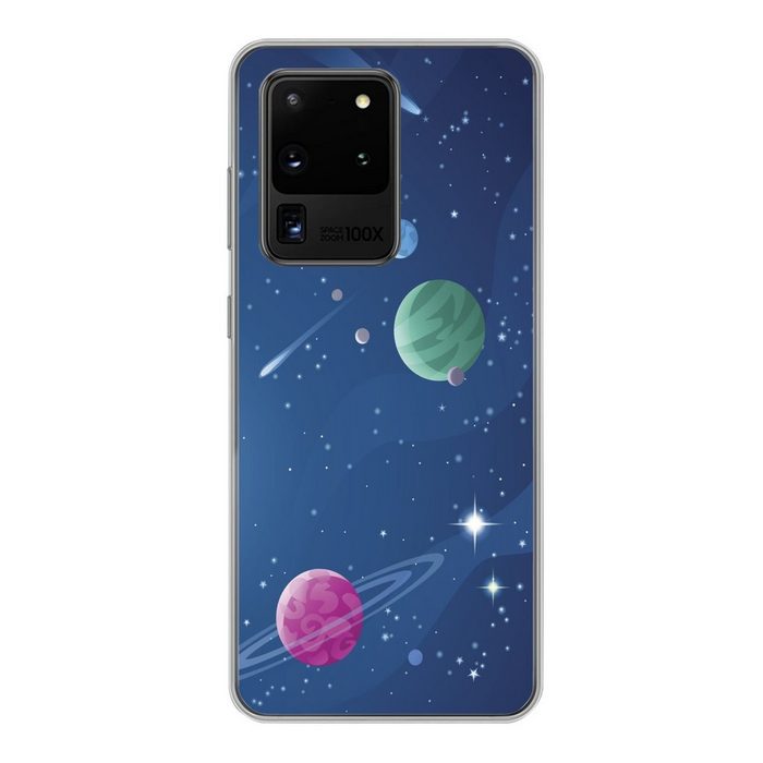 MuchoWow Handyhülle Eine Illustration des mit Planeten gefüllten Weltraums Phone Case Handyhülle Samsung Galaxy S20 Ultra Silikon Schutzhülle