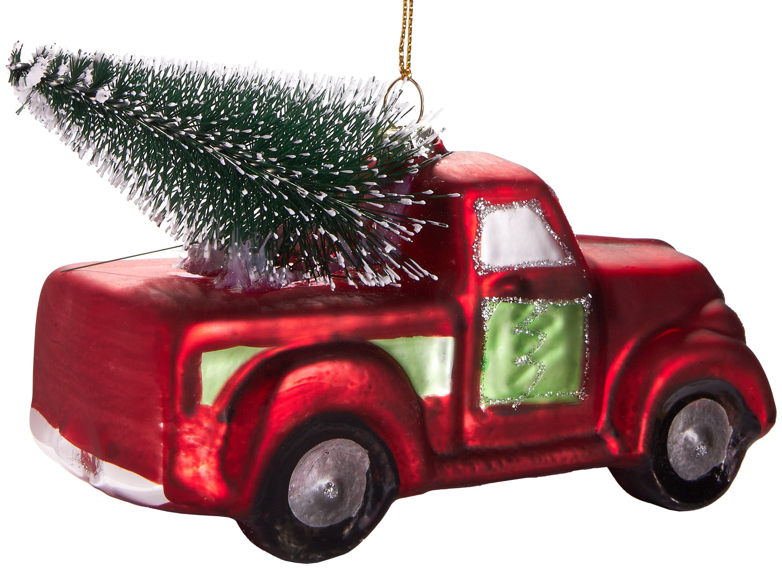 Baum, Roter Pick-Up Christbaumschmuck aus Weihnachtskugel - BRUBAKER 14 cm Kunstvolle Weihnachtsdekoration mit Glas, mundgeblasene handbemalt ca.