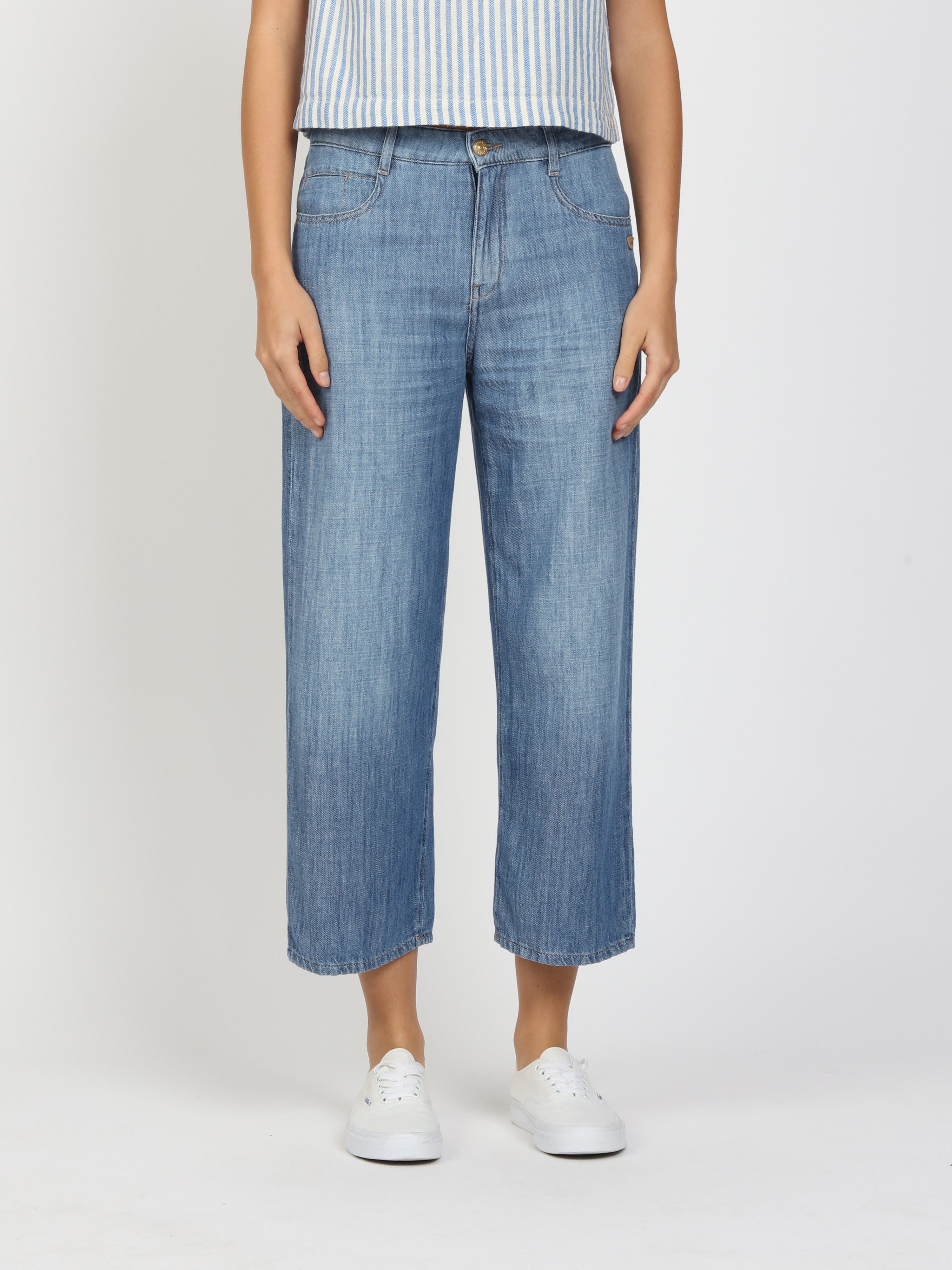 GANG Weite Jeans 94CAROL CULOTTE Light Denim, 5-Pocket-Stil