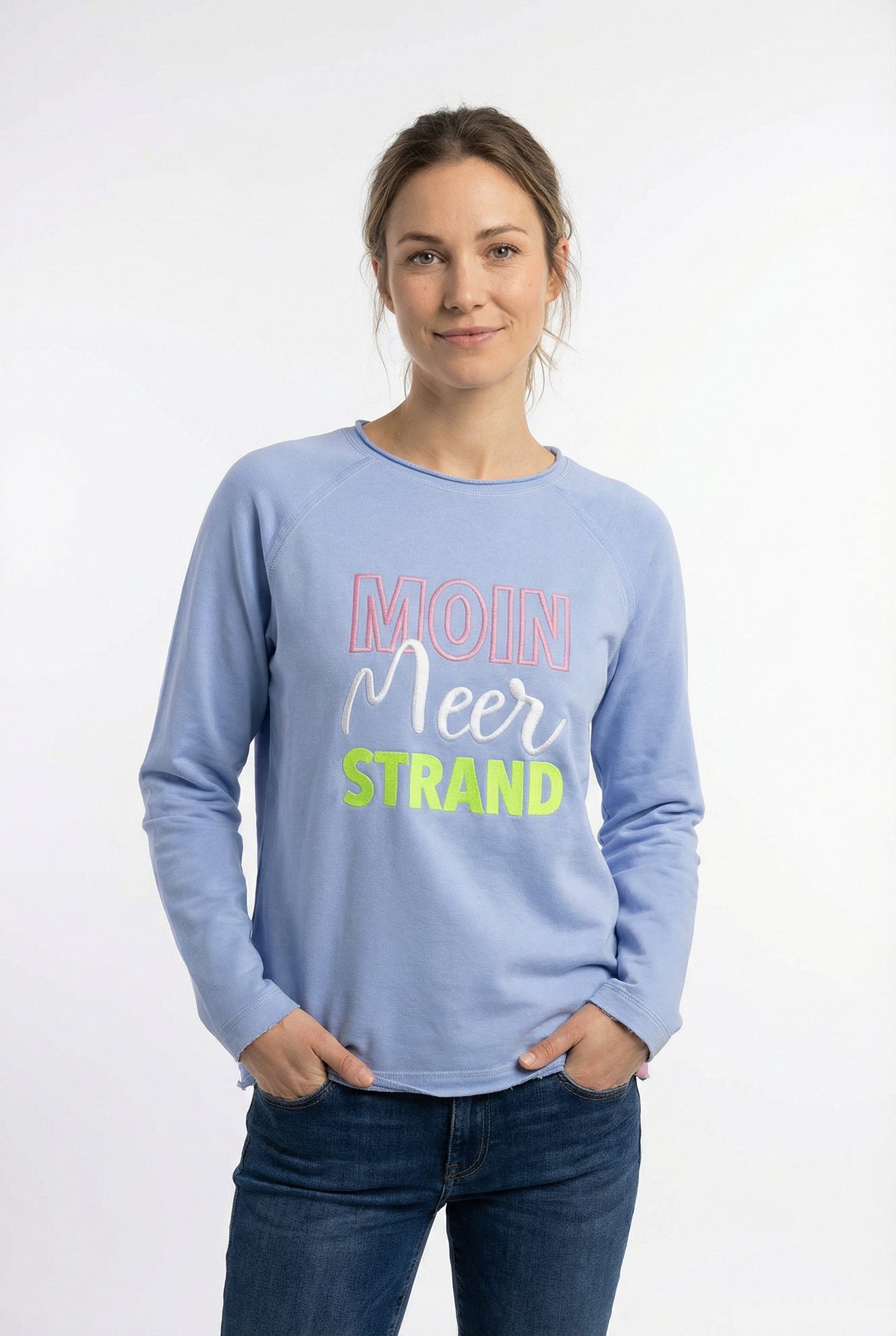 Zwillingsherz Hoodie "Moin Meer Strand" mit Used-Look Kanten und maritimer günstig online kaufen