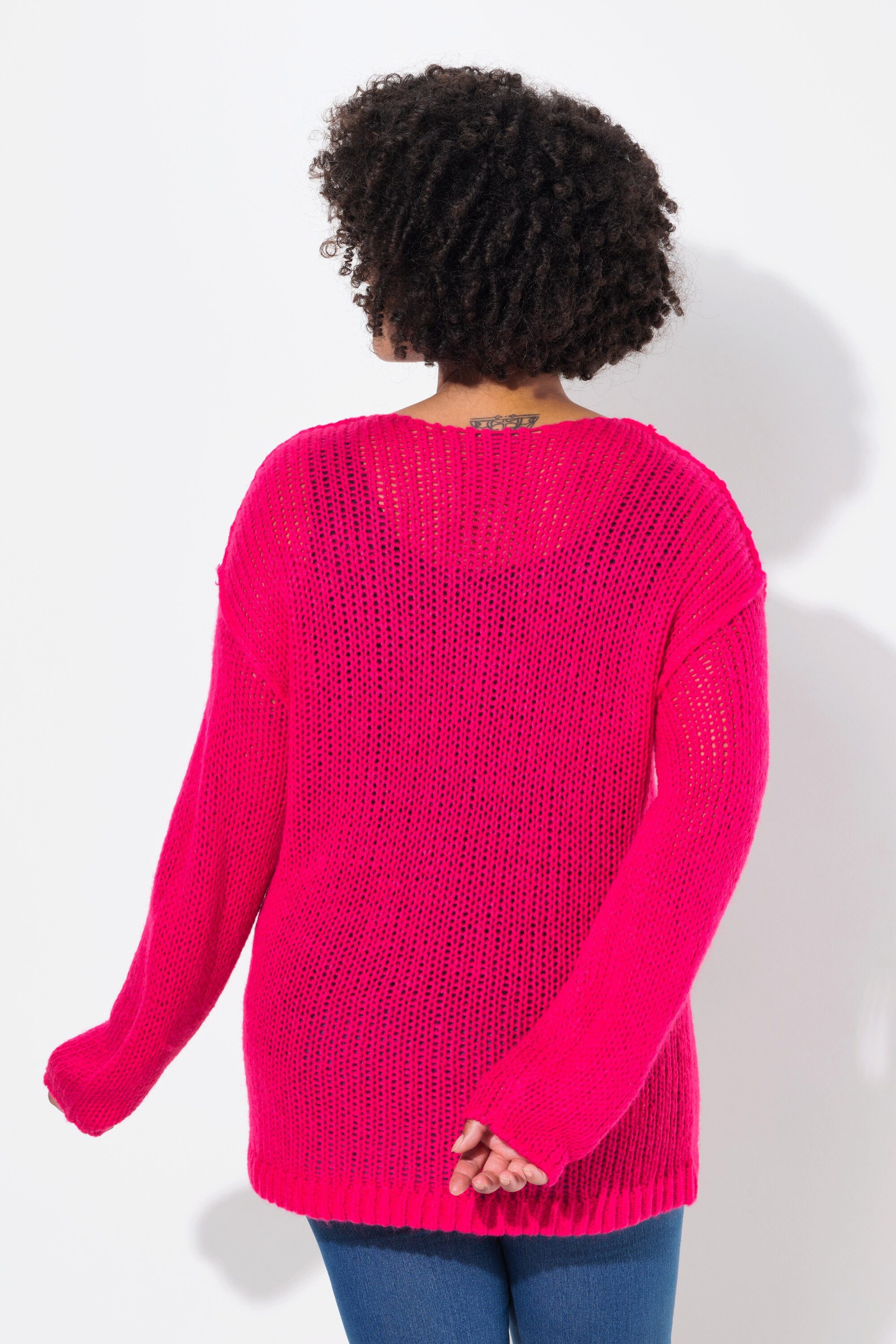 Angel of Style Strickpullover Pullover oversized Ballonärmel V-Ausschnitt.