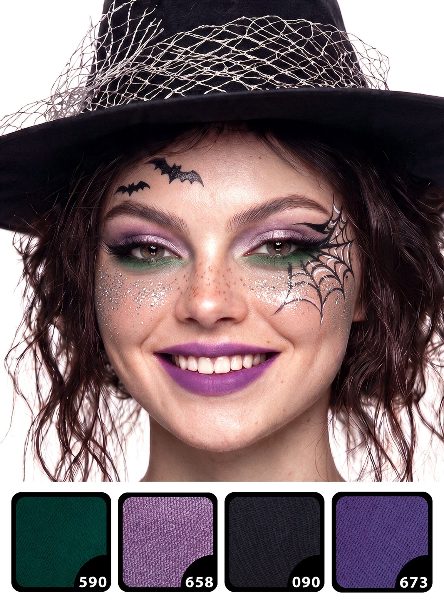 Maskworld Theaterschminke Hexen Make-up Set Schöne Hexe, Schrumpelig war gestern: Schminkset für hübsche Hexen