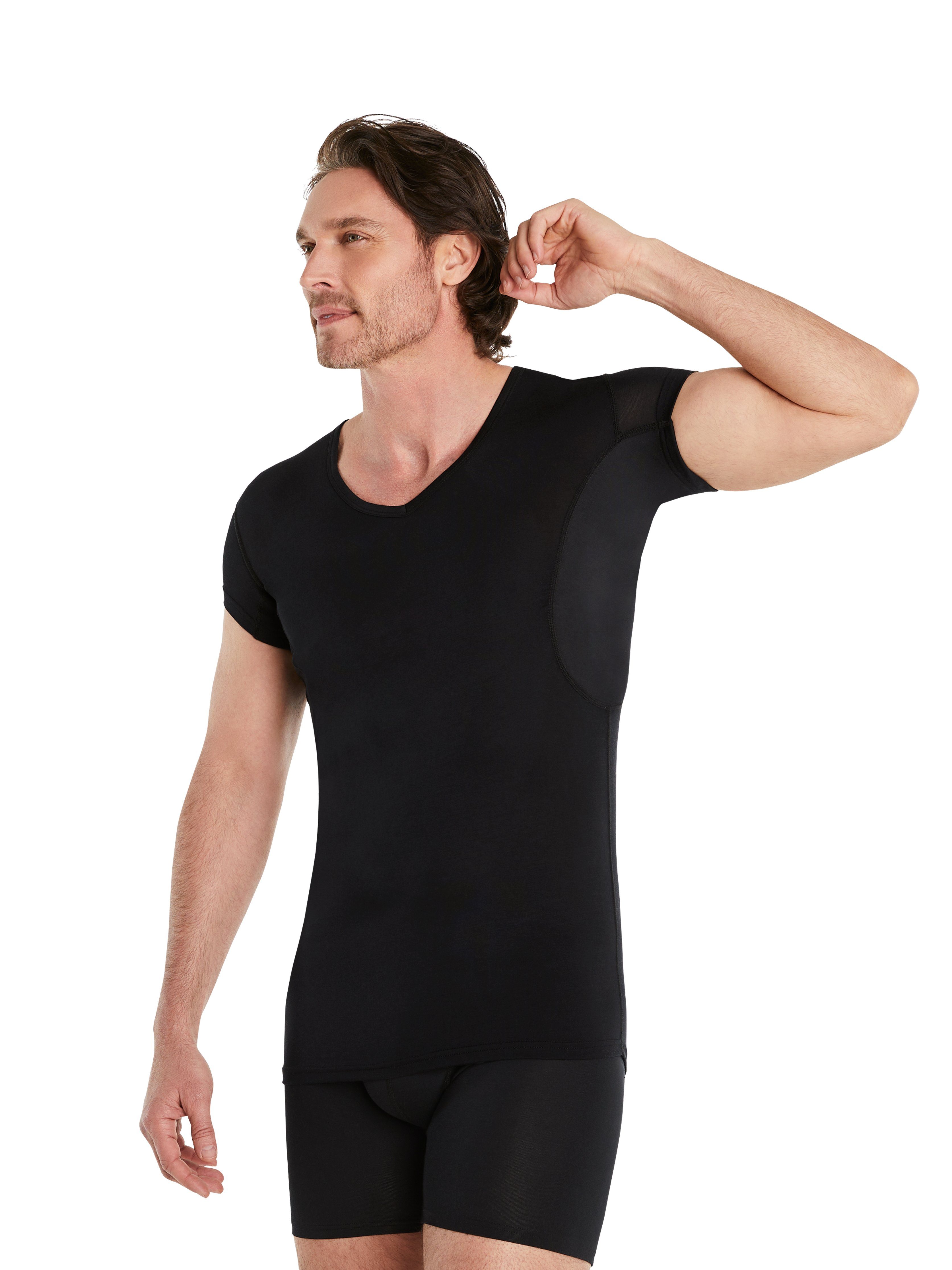 FINN Design Unterhemd Anti-Schweiß Unterhemd Herren mit verkürztem Ärmel mit extra kurzen Ärmeln - Perfekt unter Kurzarm-Hemden und Polo-Shirts Schwarz