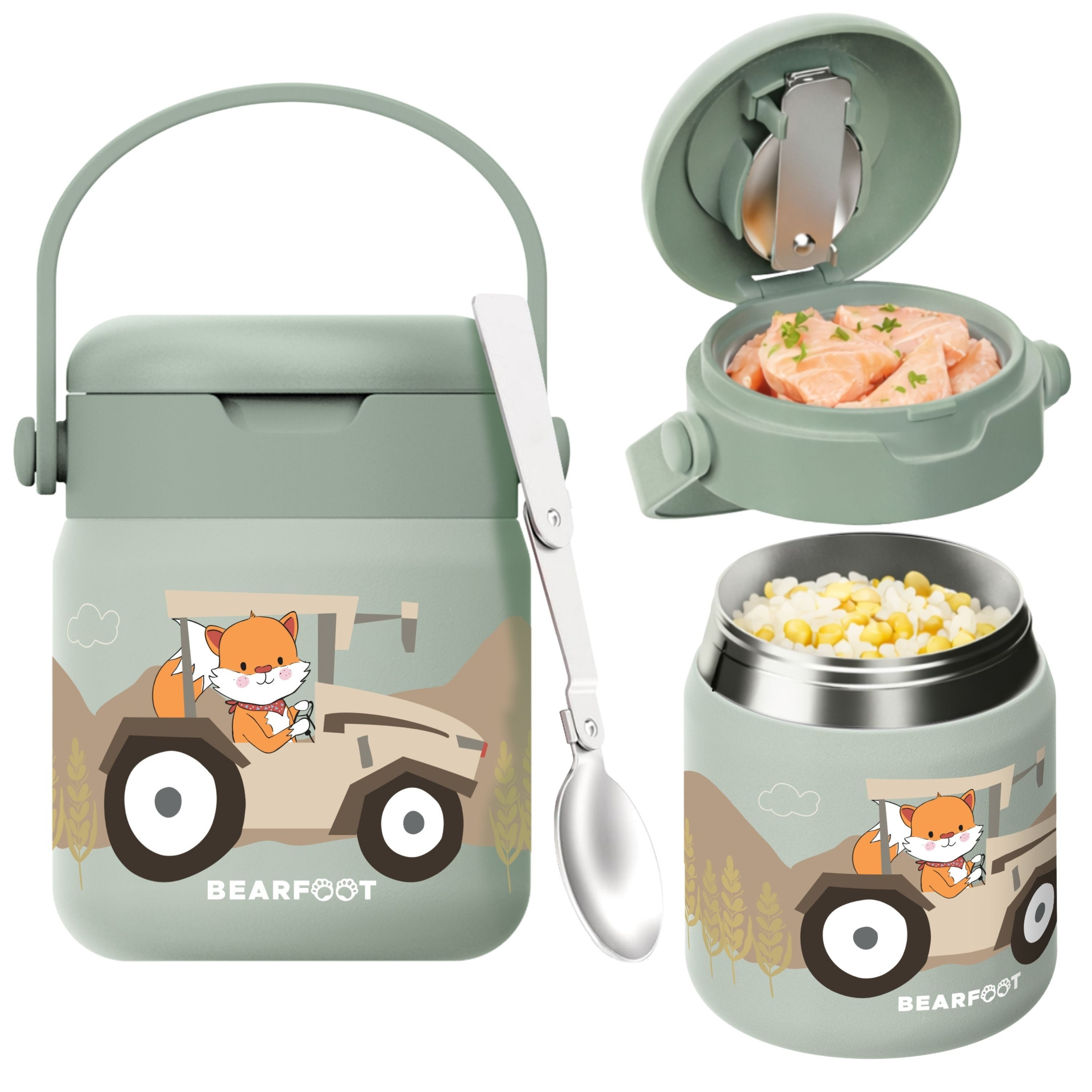 BEARFOOT Trinkflasche Thermobehälter Kinder Edelstahl - Traktor Sabei, Thermobehälter, auslaufsicher, Edelstahl, Food jar, BPA-frei