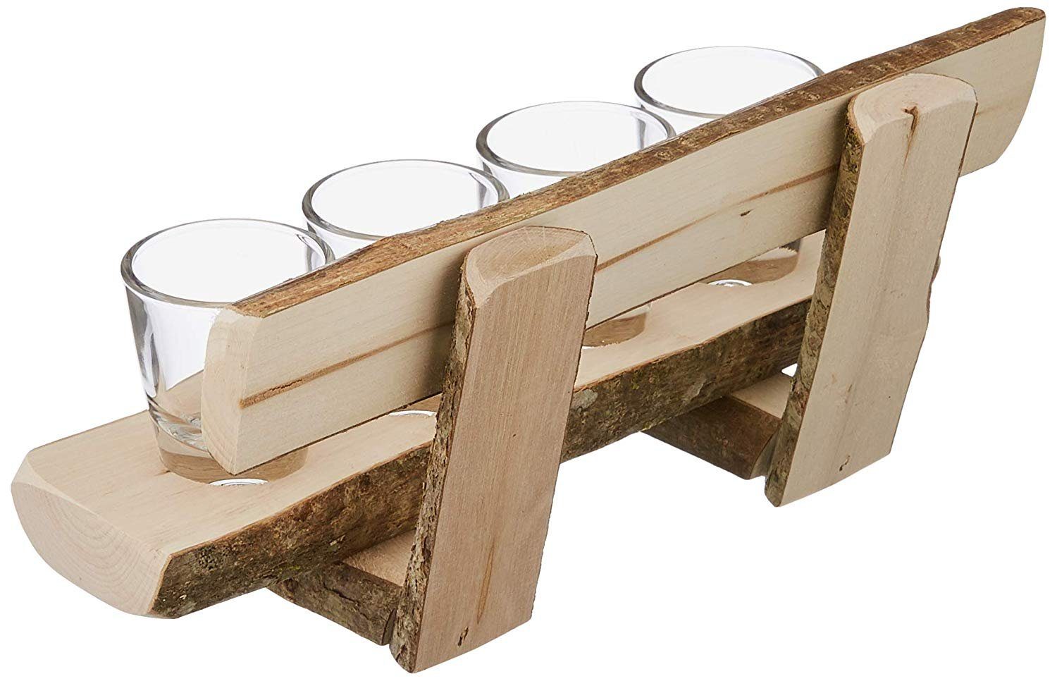 Deggelbam Geschenkbox Schnapsbank Holzbank mit 4 Stamperl – Bild 2 von 5