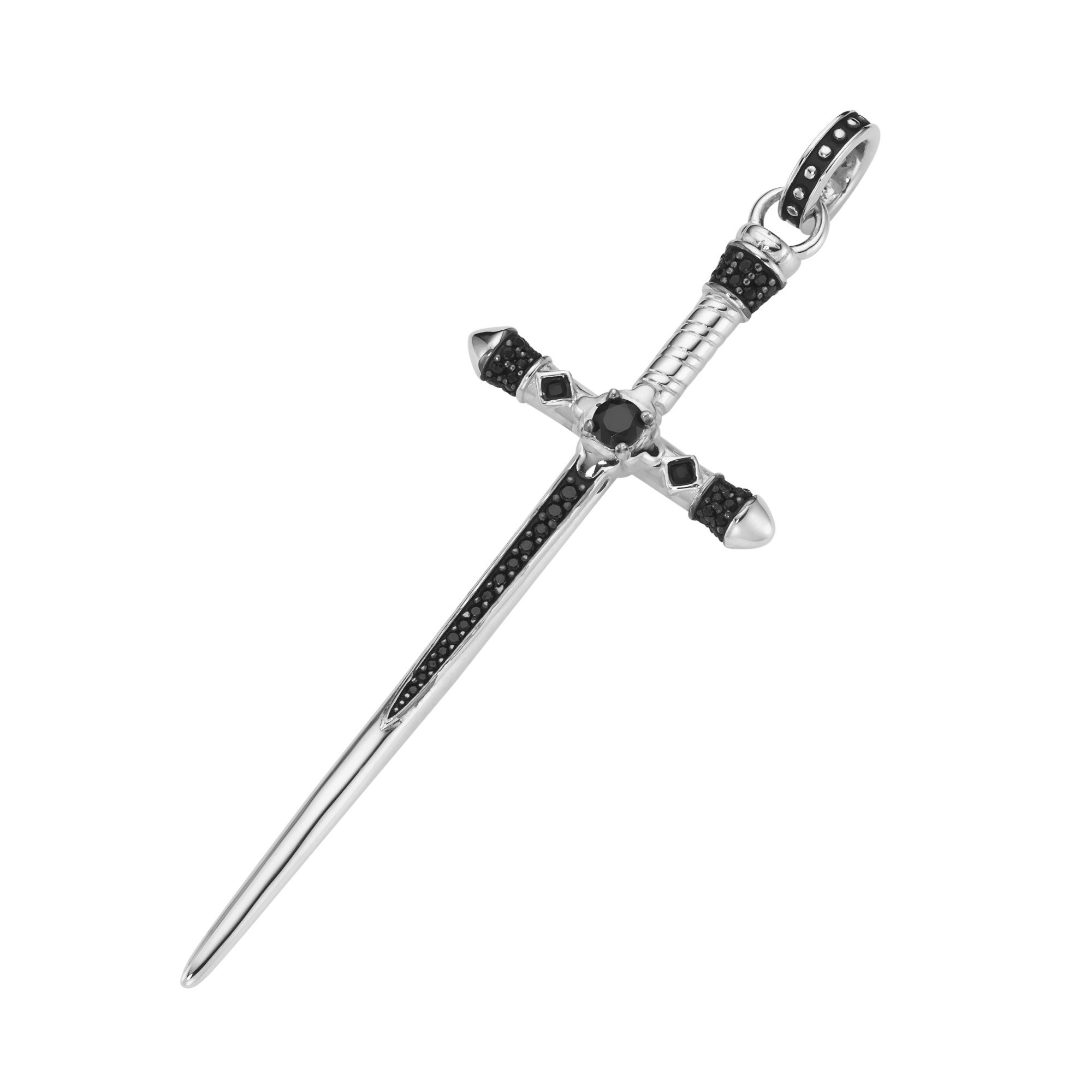 GIORGIO MARTELLO MILANO Kreuzanhänger Schwert mit schwarzen Spinellen, Silber 925