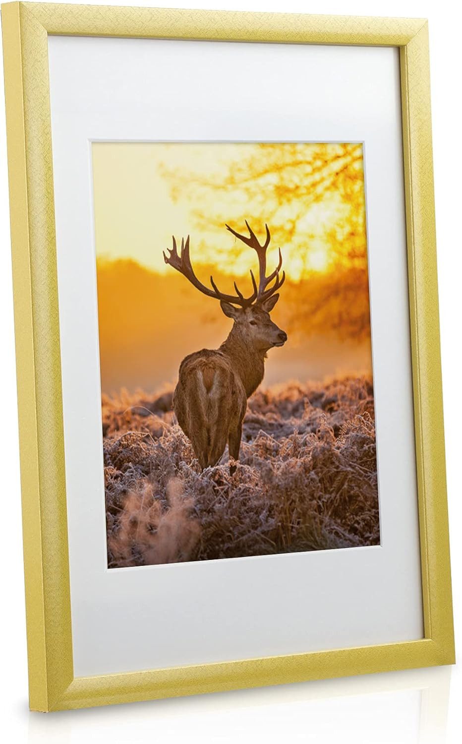 bomoe Bilderrahmen 18er Bilderrahmen Set Passion, Fotowand Bilder, Gold, 6x 10x15 cm, 4x 13x18 cm, 4x 18x24 cm, 4x 20x30 cm mit Passepartout