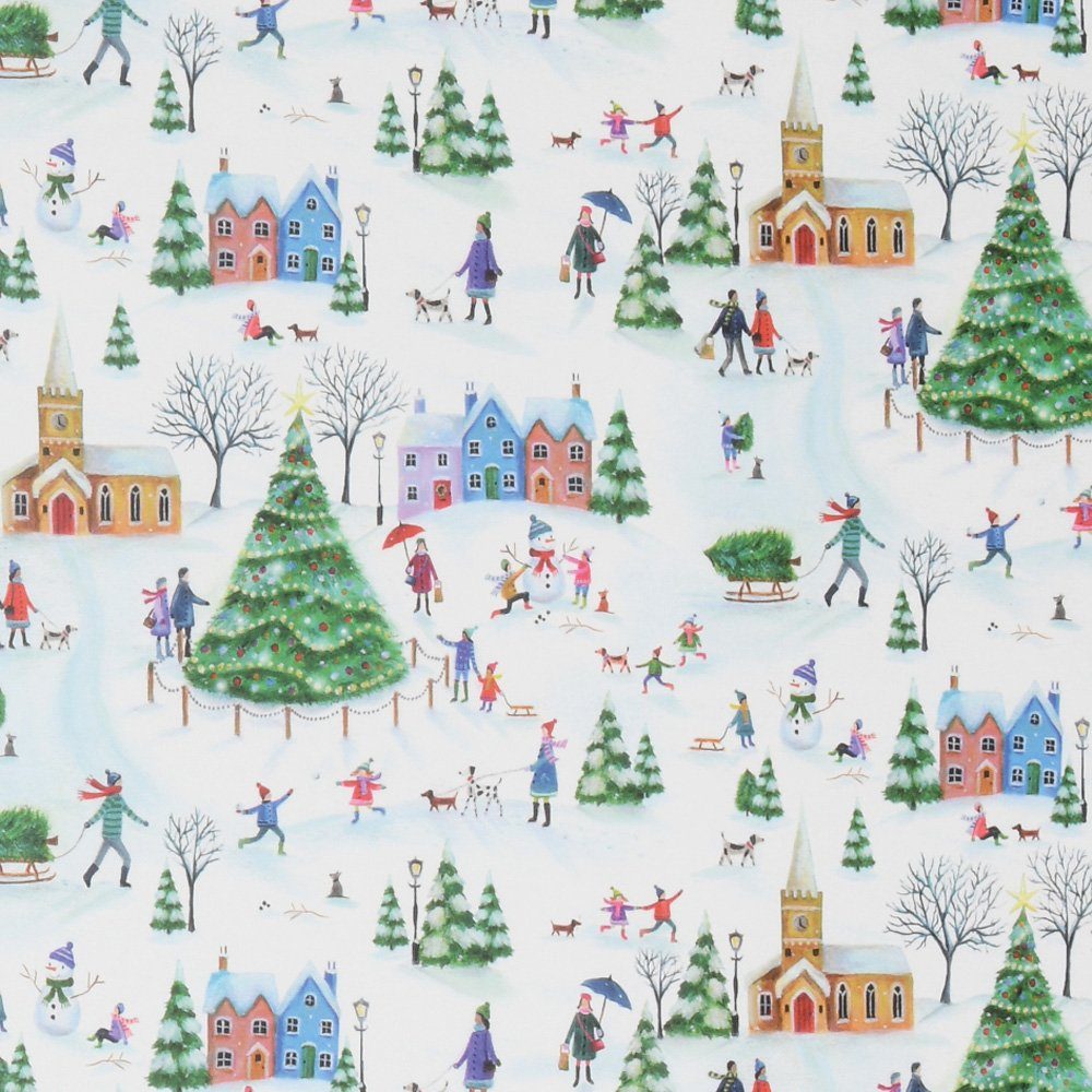 Star Упаковочная бумага, Упаковочная бумага mit Winterlandschaft Motiv 70cm x 2m Rolle weiß / bunt
