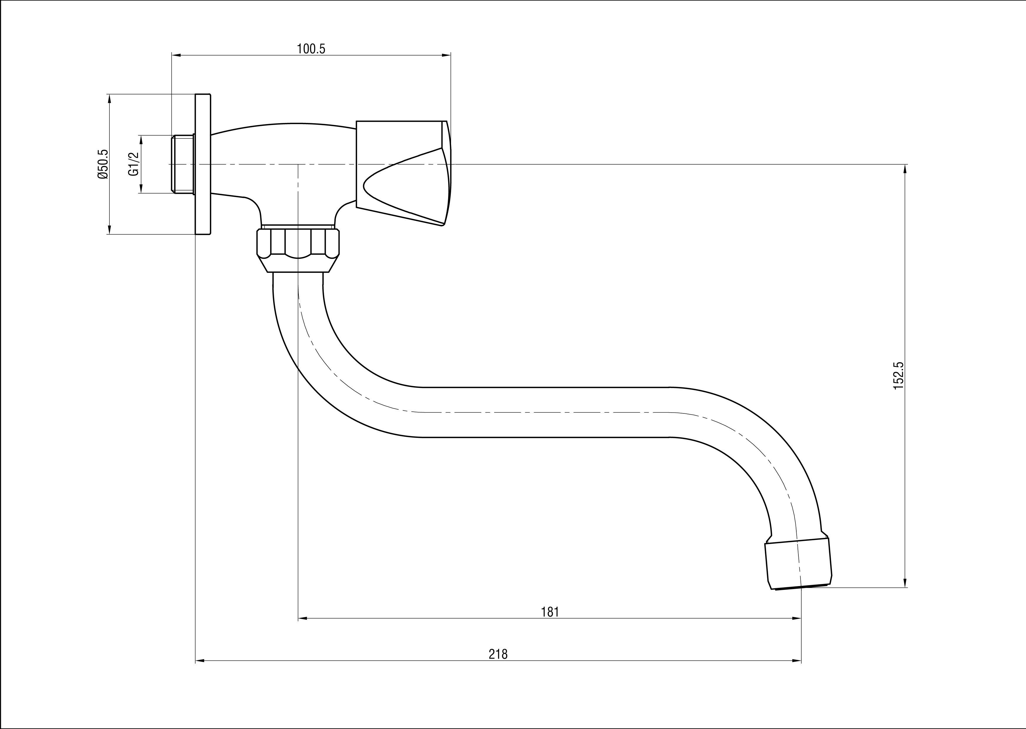 Tuganna Waschtischarmatur Metall Wand-Schwenkventil, Kaltwasserarmatur, Metall-Haubengriff, Chrom