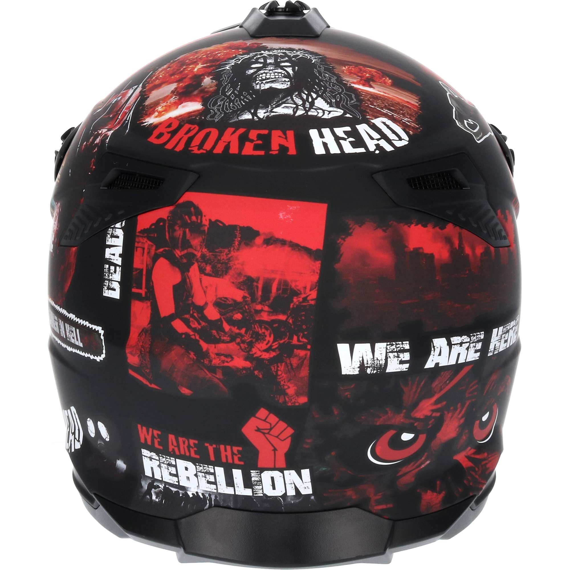 Motorradhelm Resolution rot, verstellbarer Helmschirm