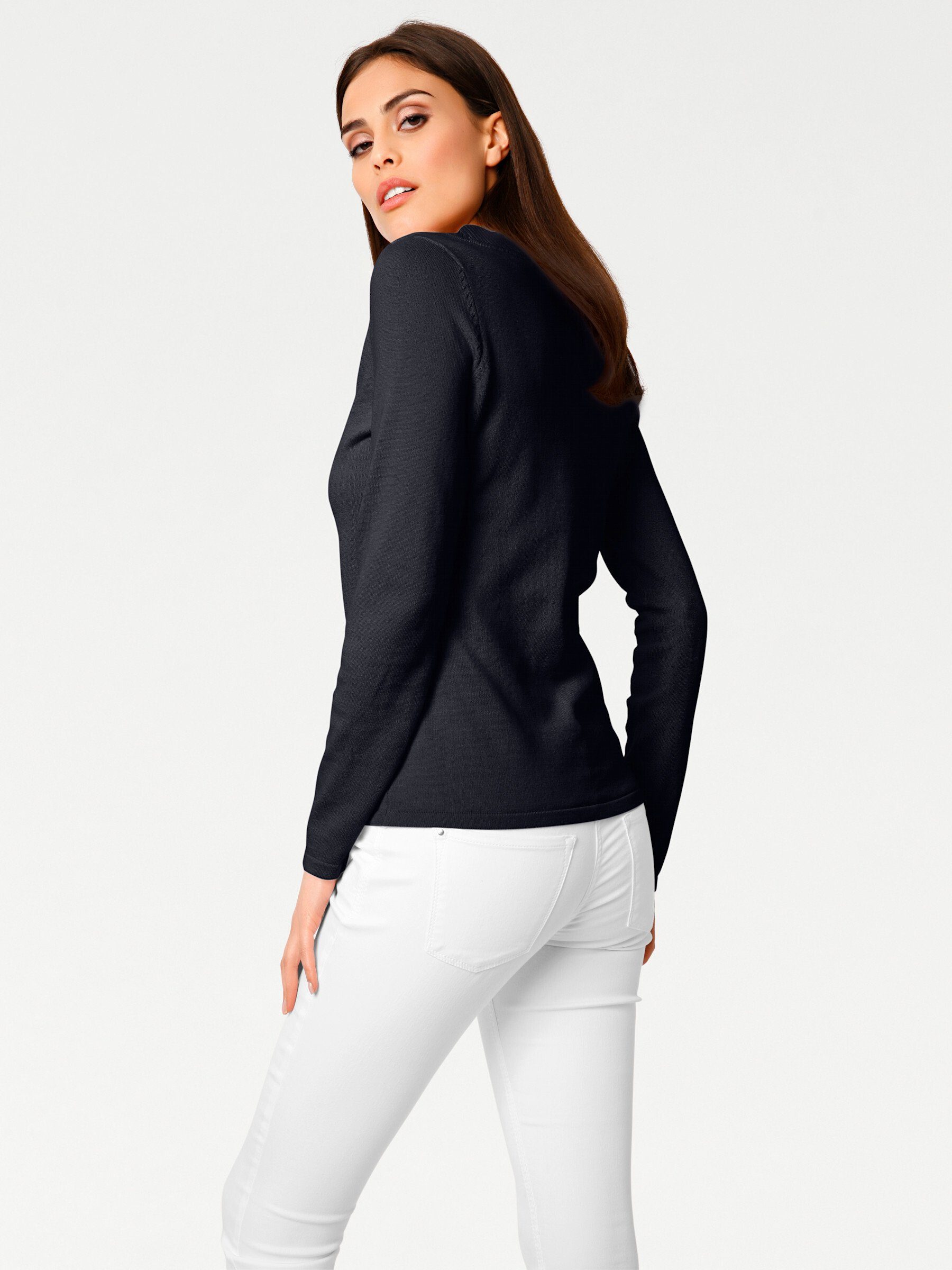 heine Strickpullover V-Pullover Langarm Feinstrick
