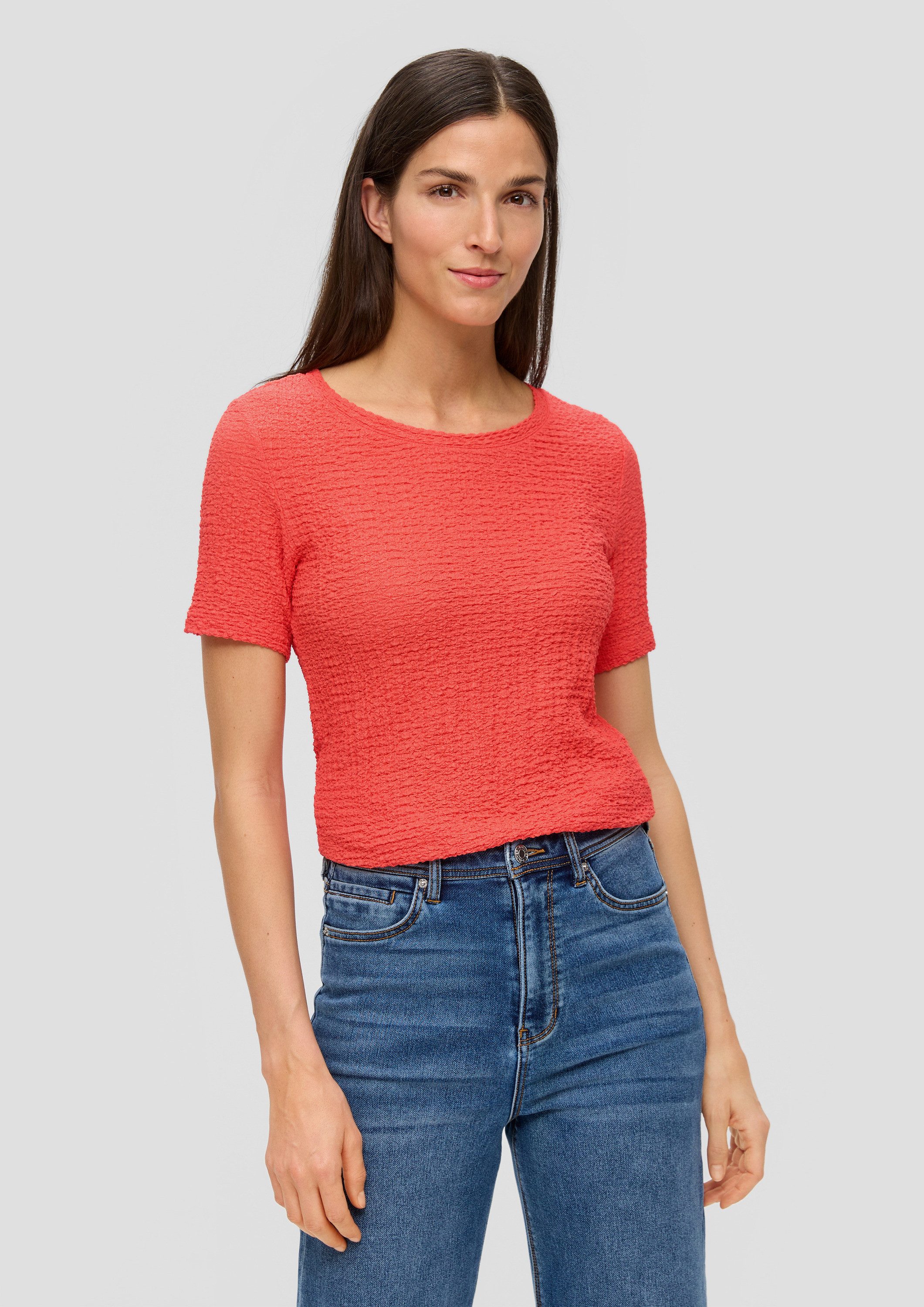 s.Oliver Kurzarmshirt T-Shirt T-Shirt aus Strukturjersey