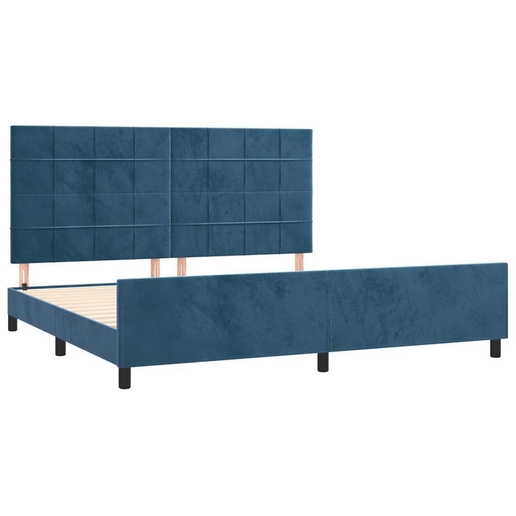 Bettgestell Bettrahmen mit Kopfteil Dunkelblau 200x200 cm Samt Bett Bettgestell