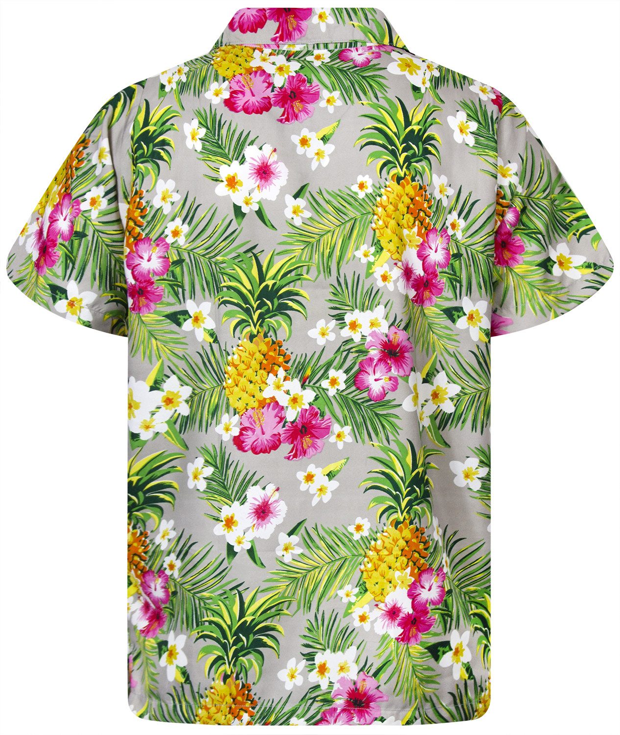 King Kameha Hawaiihemd Pineapple Flowers Funky Hawaii-Hemd Kurzarm Front-Tasche Unisex