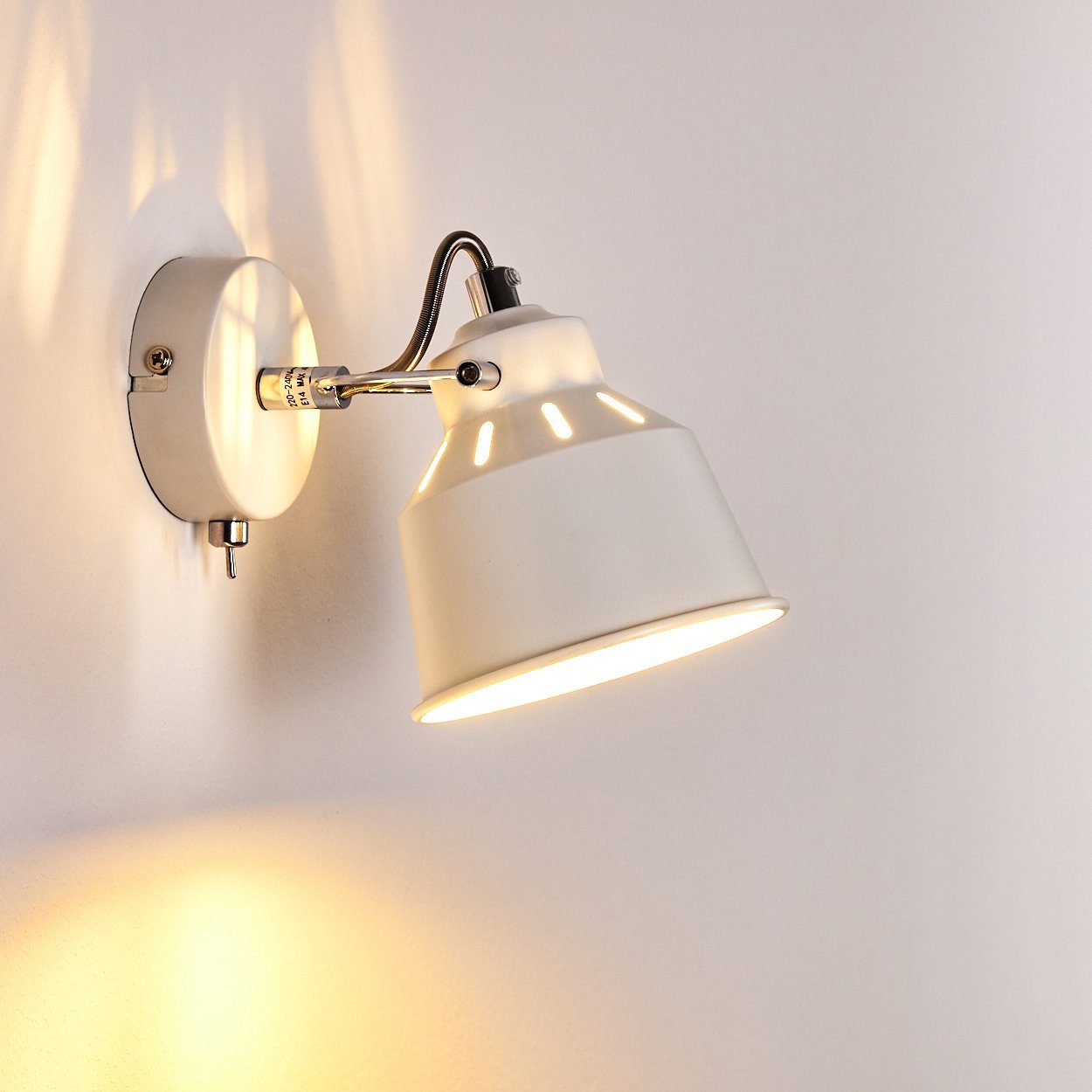 Design hofstein Retro/Vintage im Weiß, »Rimini« ohne Metall Wandlampe Wandleuchte verstellbare Wandspot 1xE14, in Leuchtmittel, aus