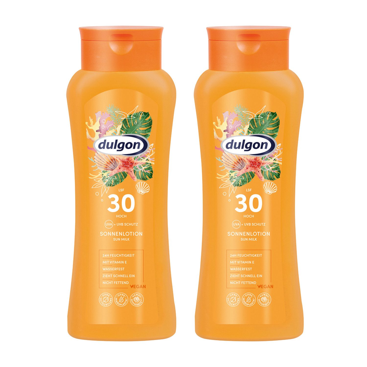 Sonnenschutzcreme 2x Sonnencreme LSF 30 wasserfest 500ml - vegan & mikroplastikfrei