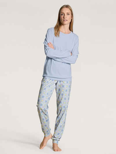 CALIDA Pyjama »Calida Damen Bündchenpyjama 42557 hellblau« (1 Stück, 1 tlg., 1 Stück)