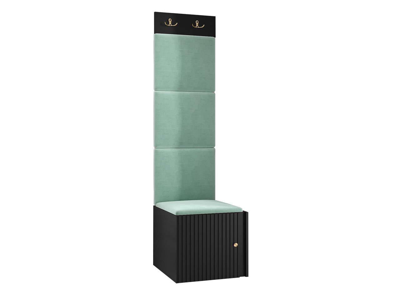 MIRJAN24 Garderoben-Set Orion Ryfel Slim XXII, (Schuhschrank 1D, Kleiderhakenbrett, 4x Paneel 42x42), 2 Kleiderhaken für Kleidung, Metallgriffe