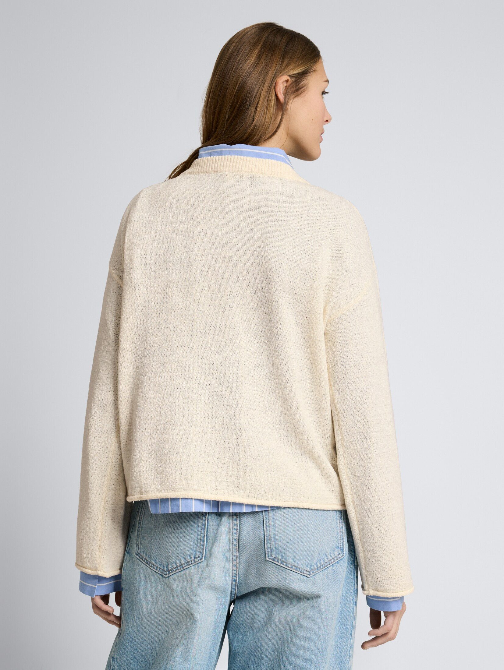 TOM TAILOR Denim Strickpullover Pullover & Strickjacken Relaxed Fit Strickpullover mit U-Boot-Ausschnitt
