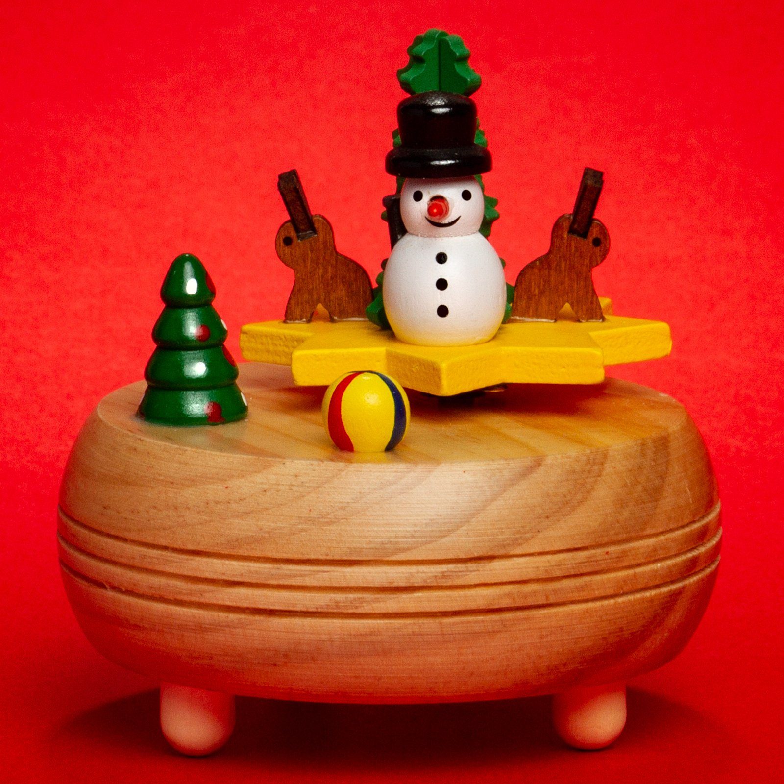 SIKORA Weihnachtsfigur SIKORA SD06 kleine Spieldose Spieluhr für Weihnachten aus Holz mit Figuren Musik O Tannenbaum