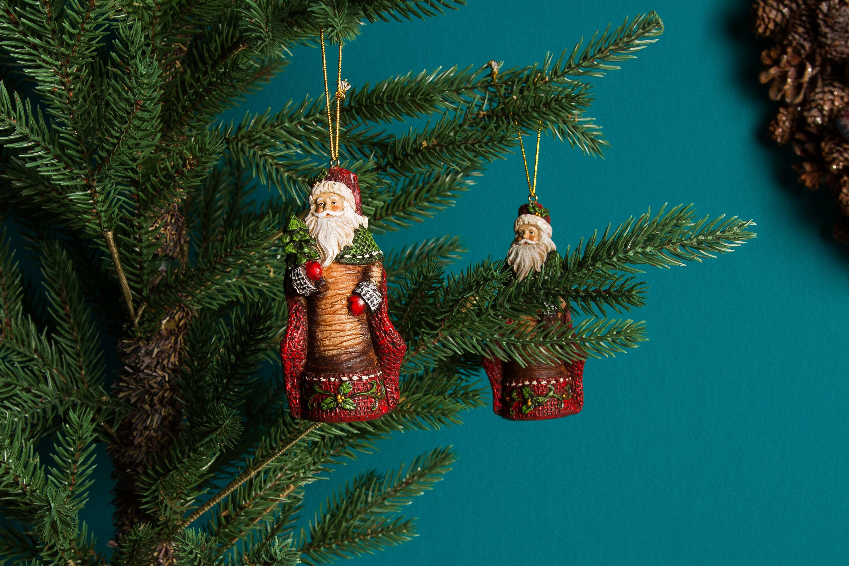 Myflair Möbel & 10 zum (Set, ca. Accessoires 2 Baumschmuck Weihnachtsmann Aufhängen, St), rot Höhe Weihnachtsdeko cm