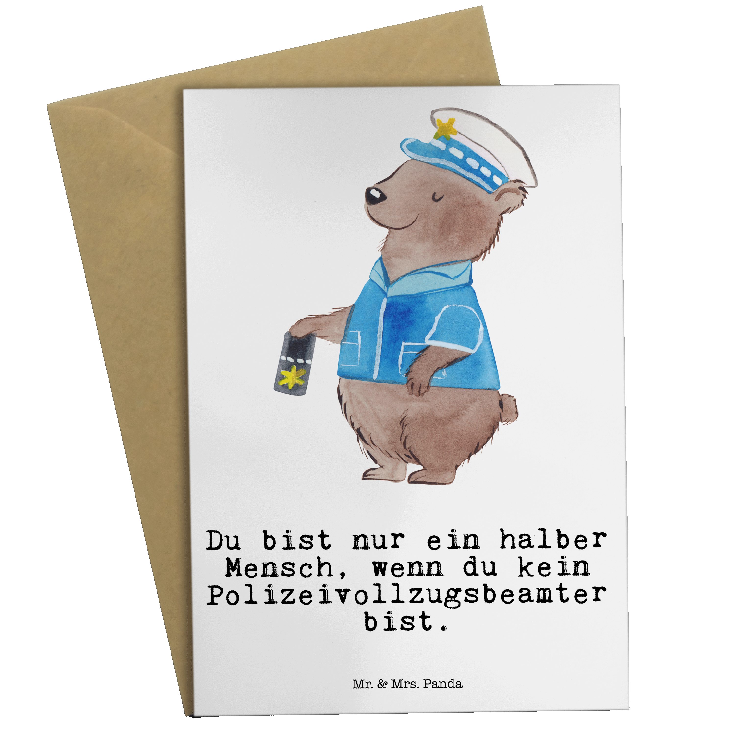 Mr. Polizeivollzugsbeamter Glückw mit Geschenk, Panda Herz Grußkarte & Weiß - - Klappkarte, Mrs.