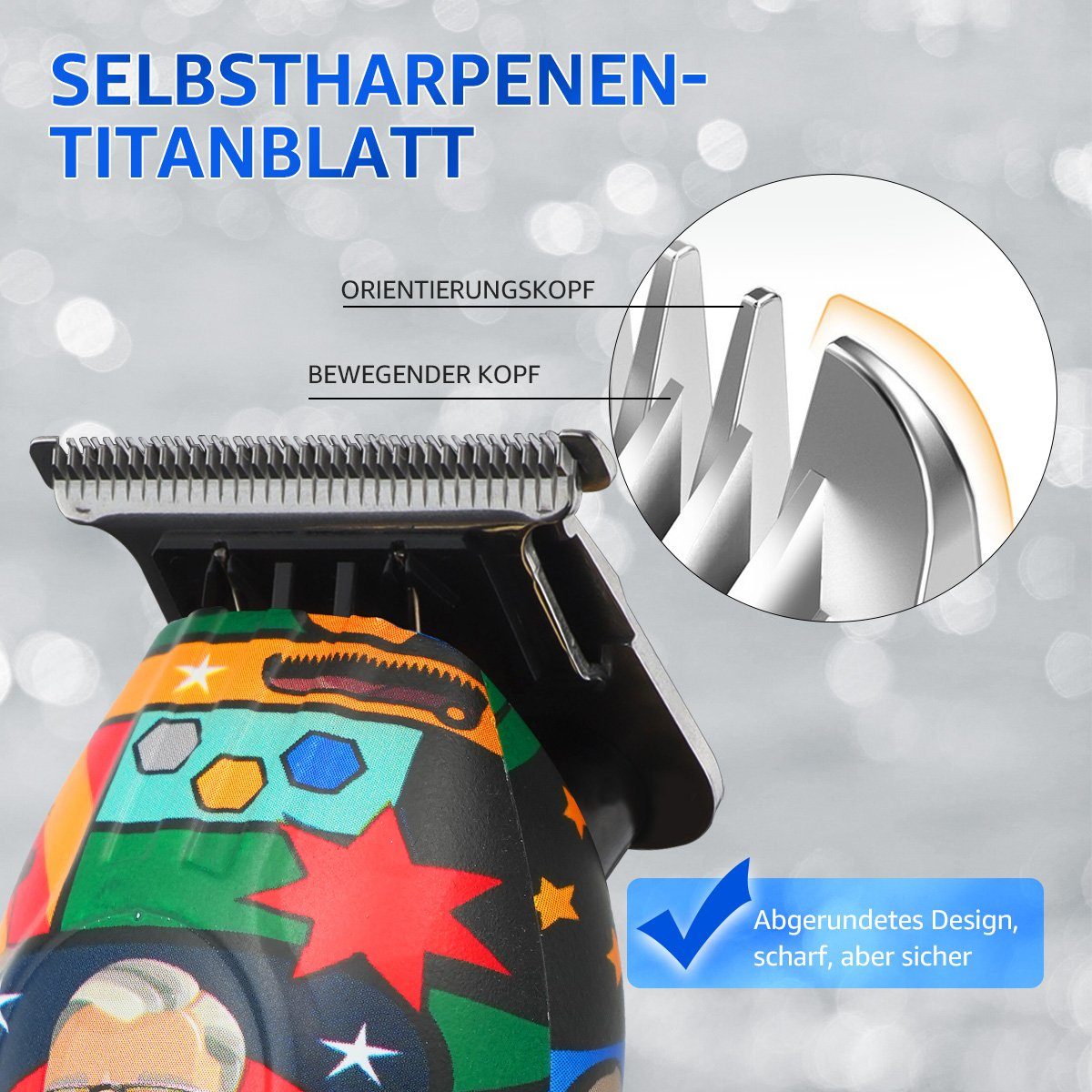 LifeImpree Haarschneider Profi 6500 rpm, - Einstellungen: 7000 1200 Bartschneider Comic-Kunst Herren, 2 Display, Haarschneidemaschine, LED Wasserdicht, mAh