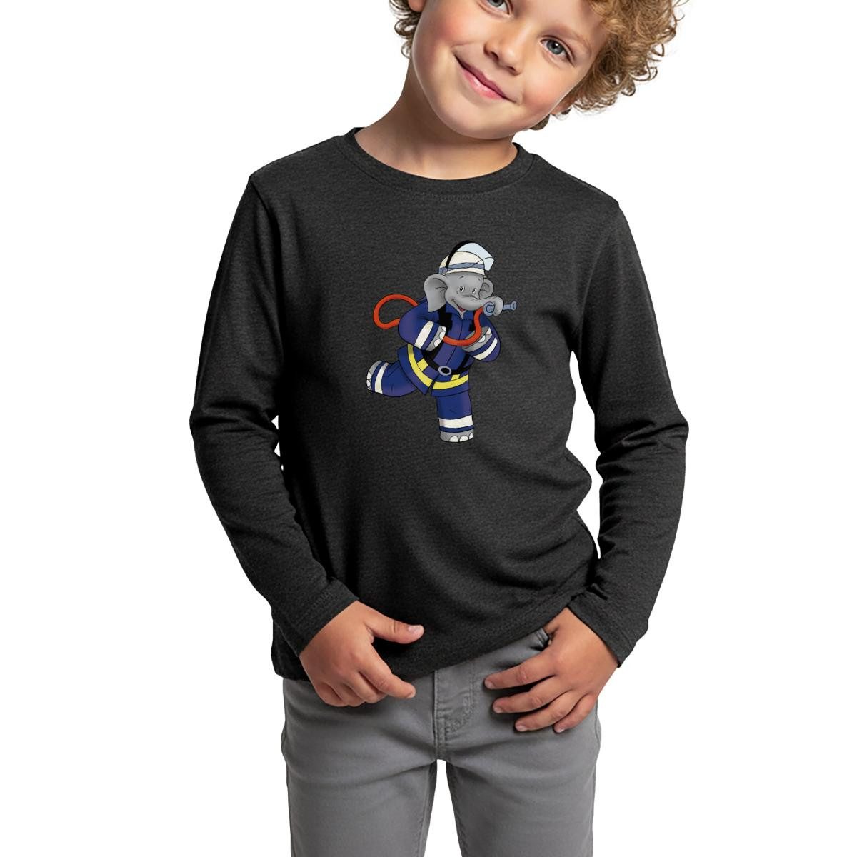 T-Shirt Benjamin Blümchen Als Feuerwehrmann Kinder Premium Langarmshirt
