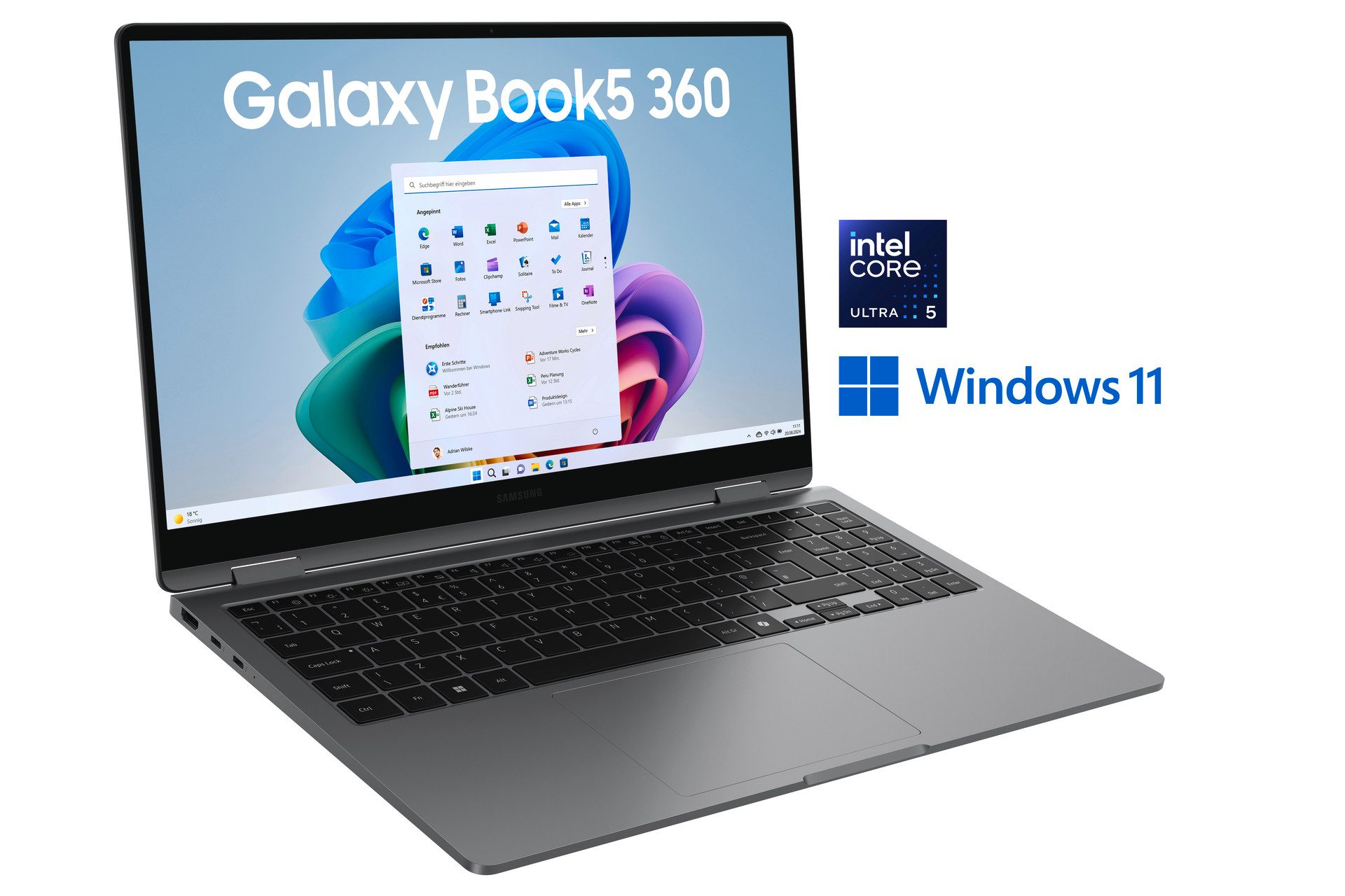 Samsung Galaxy Book5 360 (NP750QHA-KA6DE) Convertible Notebook (39,6 cm/15,6 Zoll, Intel Ultra 5 226V, ARC, 16 GB, 512 GB SSD) – Bild 4 von 5