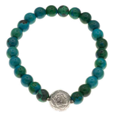 Bella Carina Perlenarmband Armband mit Chrysokoll Edelstein Perlen und Silber Perle Blume, mit einer Perle aus 925 Silber