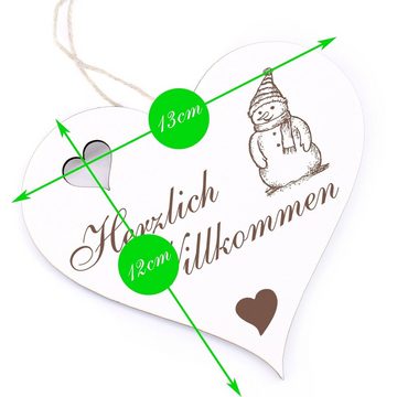 Dekolando Hängedekoration Herzlich Willkommen - Schneemann - 13x12cm