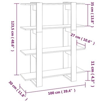 furnicato Bücherregal Bücherregal/Raumteiler Betongrau 100x30x123,5 cm