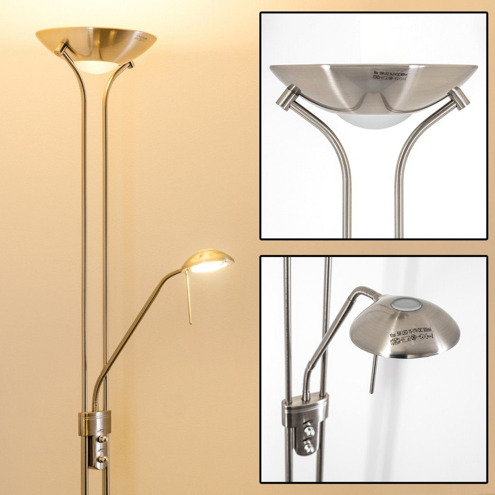 hofstein Deckenfluter »Roppa« dimmbare Stehleuchte aus Metall in Nickel-mat günstig online kaufen