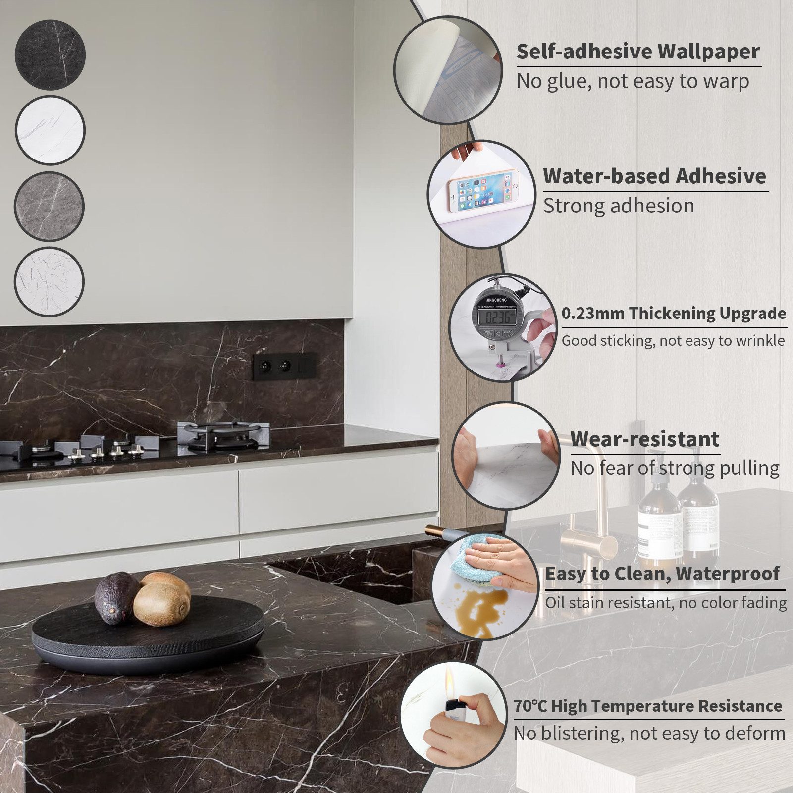 Yalion Vliestapete Selbstklebende Tapete Fliesenmuster, PVC Wasserdicht Sel günstig online kaufen