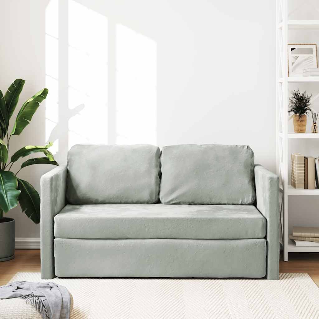 vidaXL Sofa Bodensofa mit Schlaffunktion Hellgrau 122x204x55 cm Samt, 1 Tei günstig online kaufen
