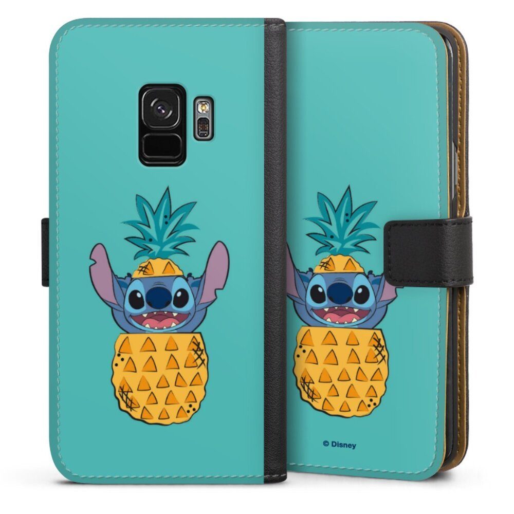 DeinDesign Handyhülle Disney Lilo & Stitch Ananas Stitch Pineapple, Samsung Galaxy S9 Hülle Handy Flip Case Wallet Cover Handytasche Leder