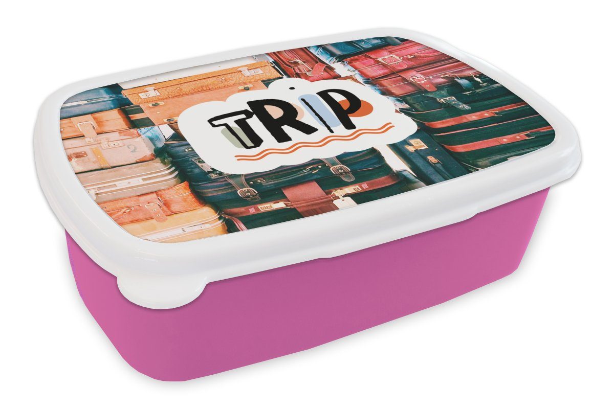 MuchoWow Lunchbox Fälle - Sommer - Zitate, Kunststoff, (2-tlg), Brotbox für Erwachsene, Brotdose Kinder, Snackbox, Mädchen, Kunststoff rosa