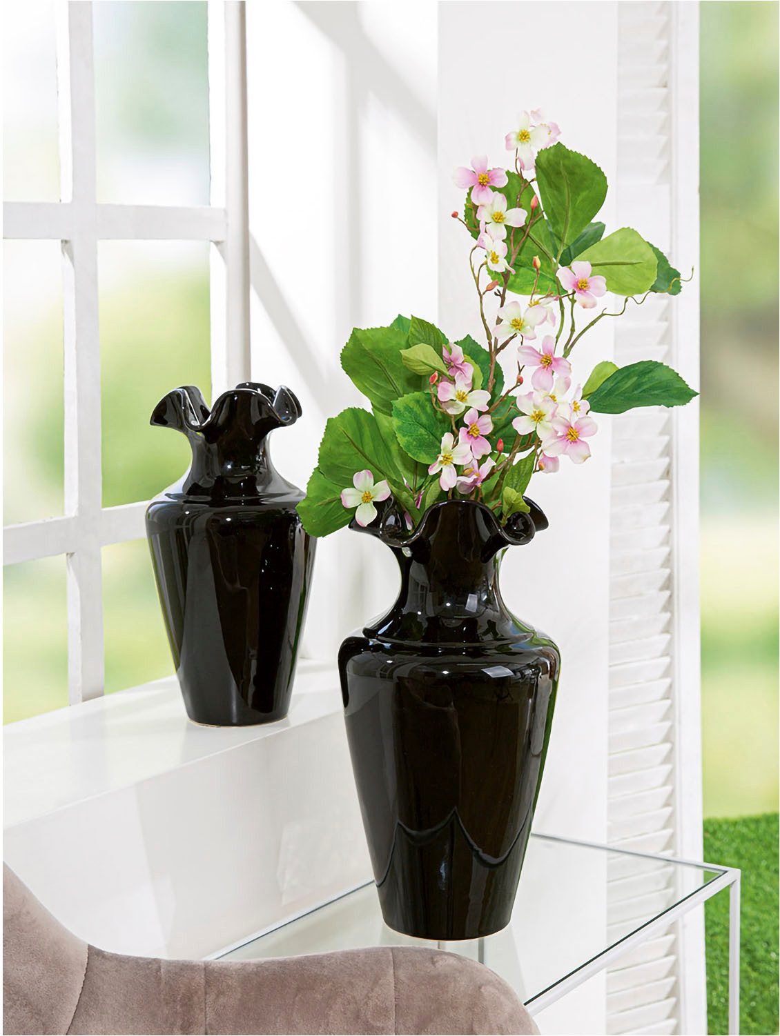 GILDE Tischvase Vase Irina, aus Keramik, Höhe ca. 40 cm (1 St), wasserdicht