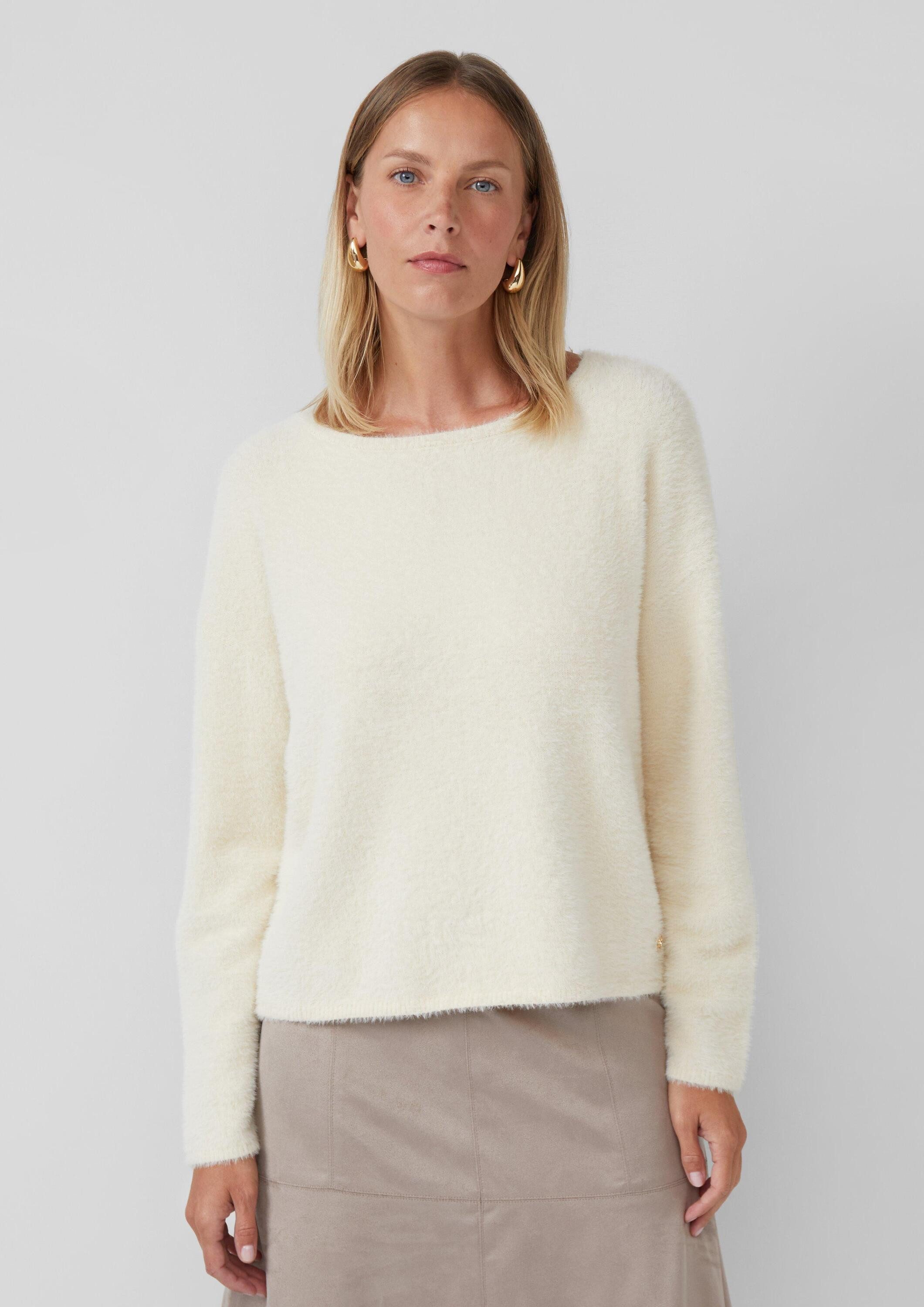 s.Oliver Longpullover Strickpullover Flauschiger Pullover mit U-Boot-Aussch günstig online kaufen