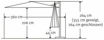 Schneider Schirme Ampelschirm Rhodos Twist Woody, BxL: 300x300 cm, Alu/Polyester, inkl. Plattenständer/Schutzhülle