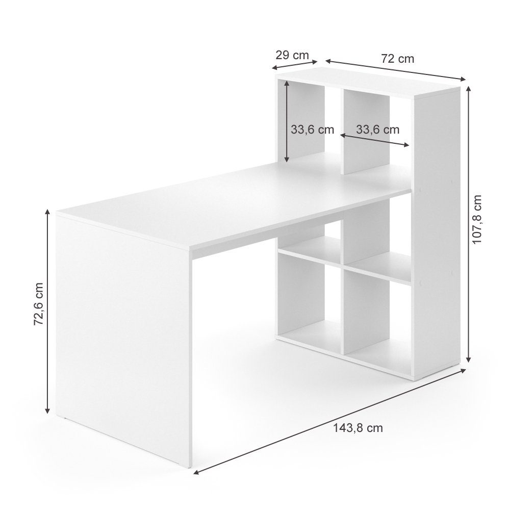 Vicco Schreibtisch Emir, Weiß, 72 x 143.8 cm (1-St)