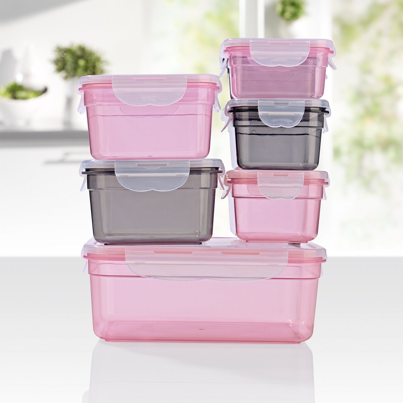Set, aufbewahren, Kunststoff (7er Lunchbox GOURMETmaxx 14-tlg), transportieren tropfsicher, Vorratsdosen Frischhaltedose einfrieren,