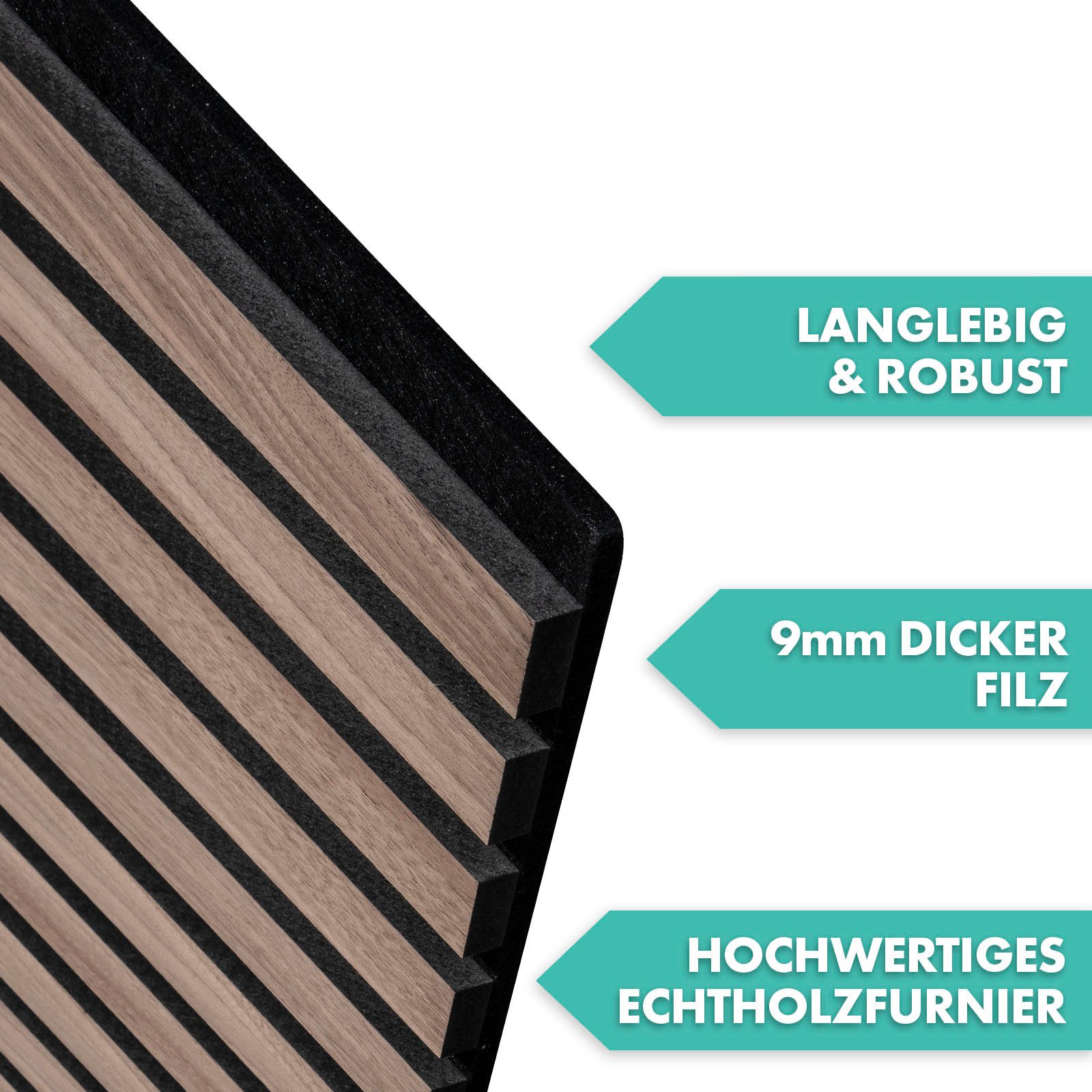 Karat Wandpaneel Akustikpaneele in Holzoptik, Angenehme Raumakustik, 3 Größen, 3 Designs