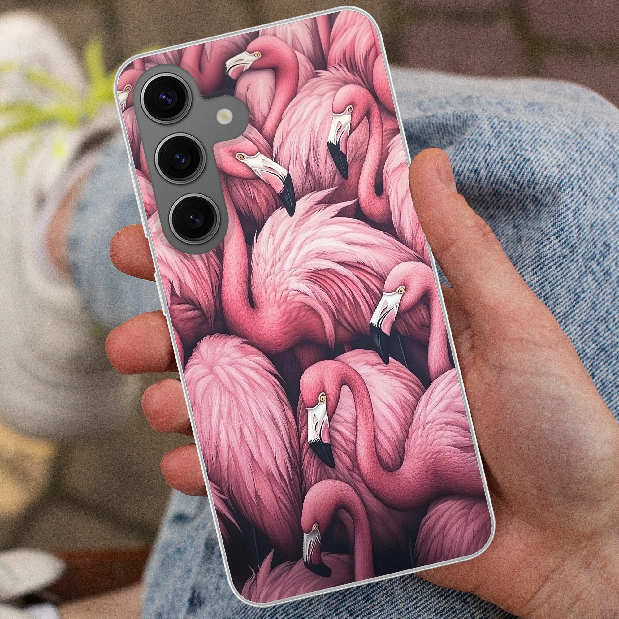 MuchoWow Handyhülle für Samsung Galaxy S24 Flamingo - Rosa - Tiere, Phone Case, Silikon, Schutzhülle Dünn