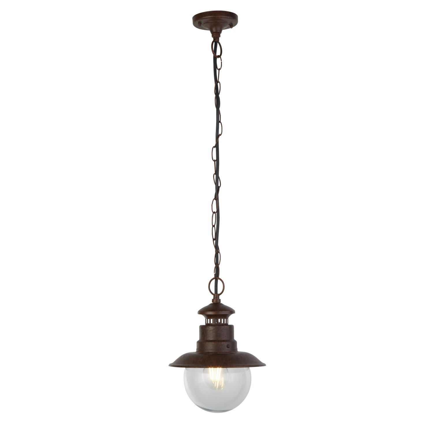 Licht-Erlebnisse Außen-Deckenleuchte JOHN, ohne Leuchtmittel, Terrasse Garten IP44 Rostbraun E27 D: 21,5 cm Glas Metall Maritim