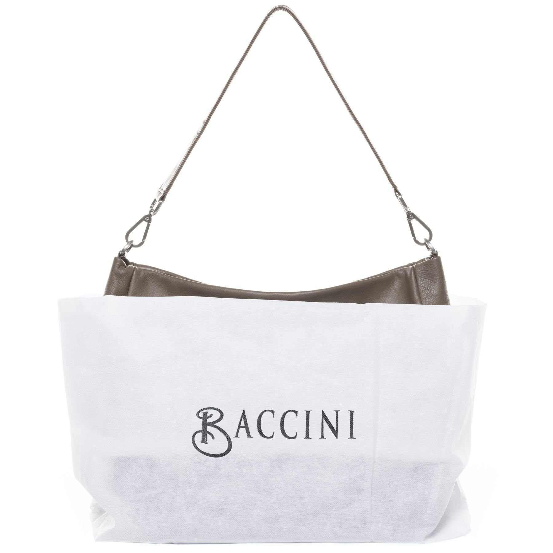 BACCINI Umhängetasche echt Leder Hobo Beutel Schultertasche groß taupe, Beuteltasche Echtleder für Damen, Umhängetasche taupe
