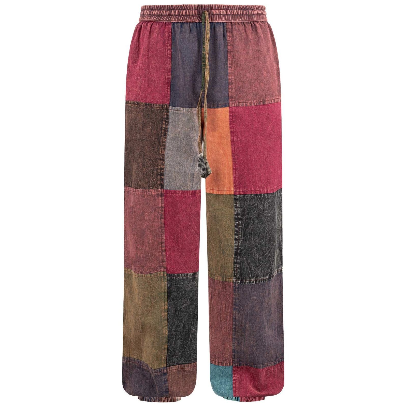 KUNST UND MAGIE Cargohose Bunt Patchwork Freizeit Hose Stonewashed-Unisex Hippie Goa Hose Boho